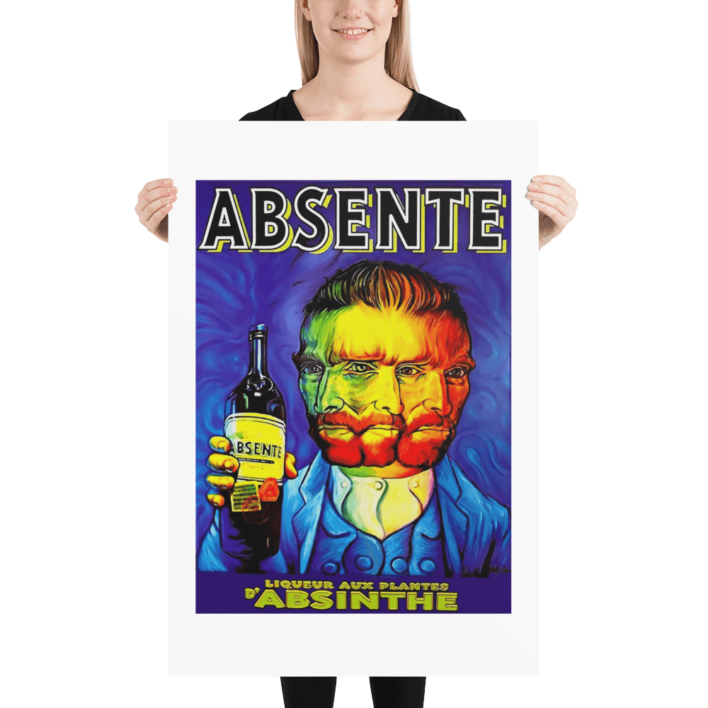Absente, Vintage Absinthe Liquor Advertisement with Van Gogh Poster-1
