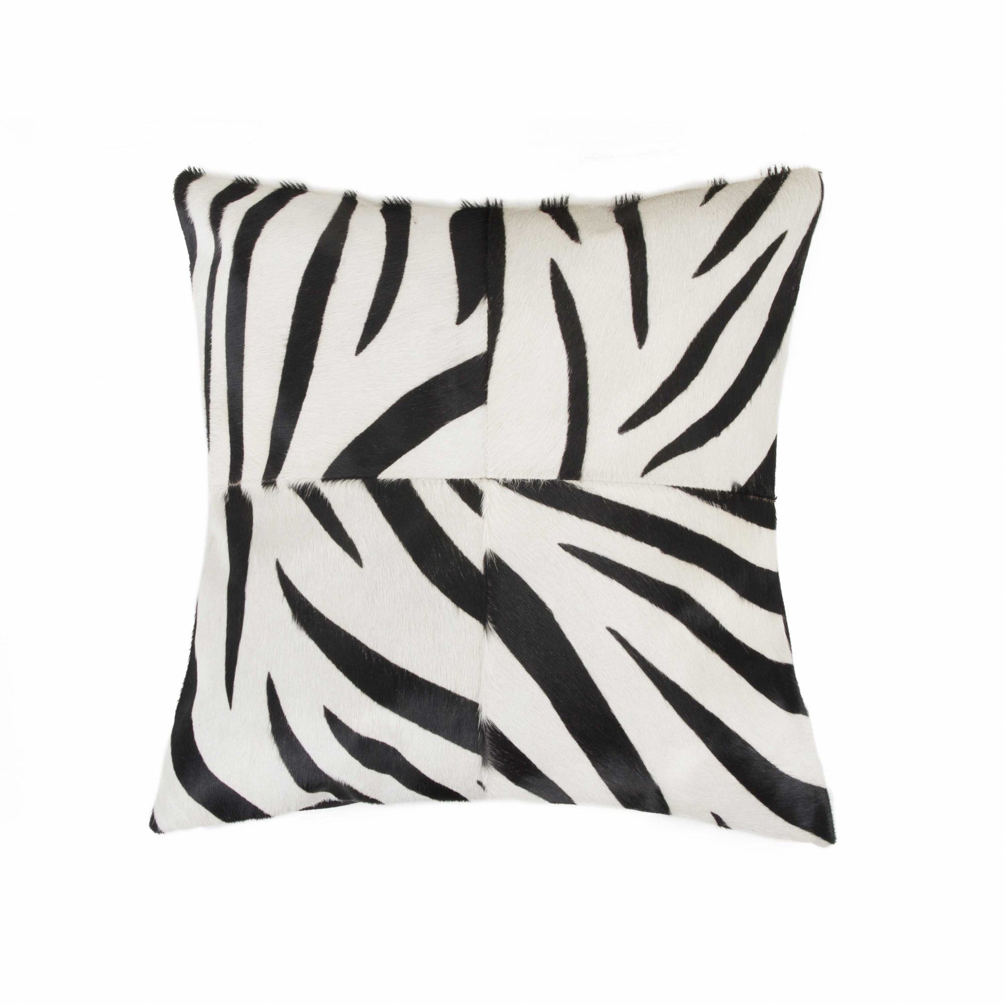Zebra B&W Quattro Cowhide Pillow