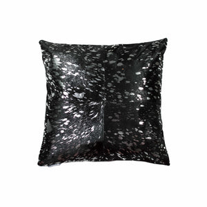 Silver & Black Quattro Cowhide Pillow