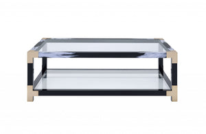 Glass Coffee Table - Black, White, & Gold