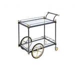 Load image into Gallery viewer, Glass &amp; Metal Casters Serving Cart
