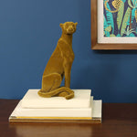 Load image into Gallery viewer, Olive Velvet Sitting Jaguar Sculpture
