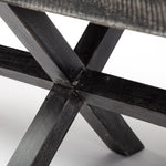 Load image into Gallery viewer, Indian Mango Wood Bench - Dark Brown Finish W/ Upholstered Gray And White Pattern

