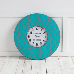 Oversize Patterned Teal & Red Wall Clock