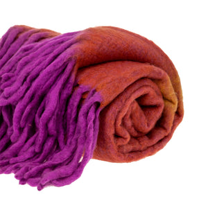 Wool Blend Throw Blanket - Orange & Purple