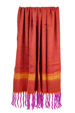 Load image into Gallery viewer, Wool Blend Throw Blanket - Orange &amp; Purple
