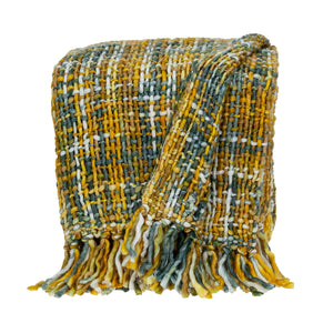 Basketweave Throw Blanket - Yellow & Gray