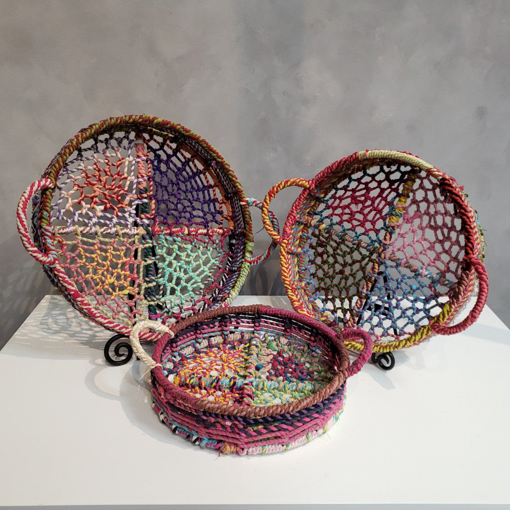 Handmade Rainbow Nesting Jute Trays - Set of 3