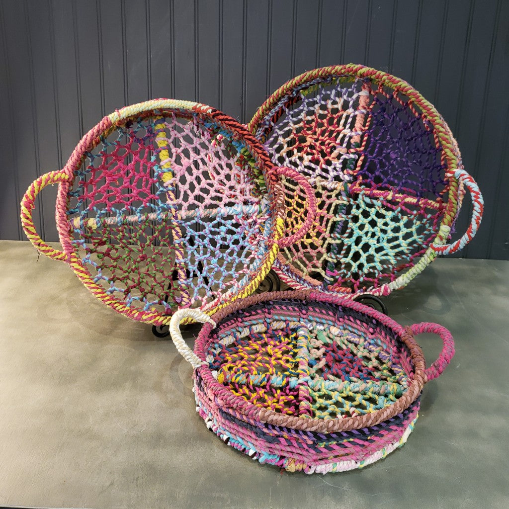 Handmade Rainbow Nesting Jute Trays - Set of 3