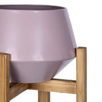 Load image into Gallery viewer, Pink Hexagonal Planter with Wooden Base
