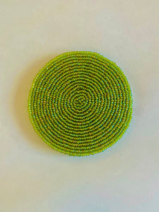 Iridescent Beaded Coasters - Lime