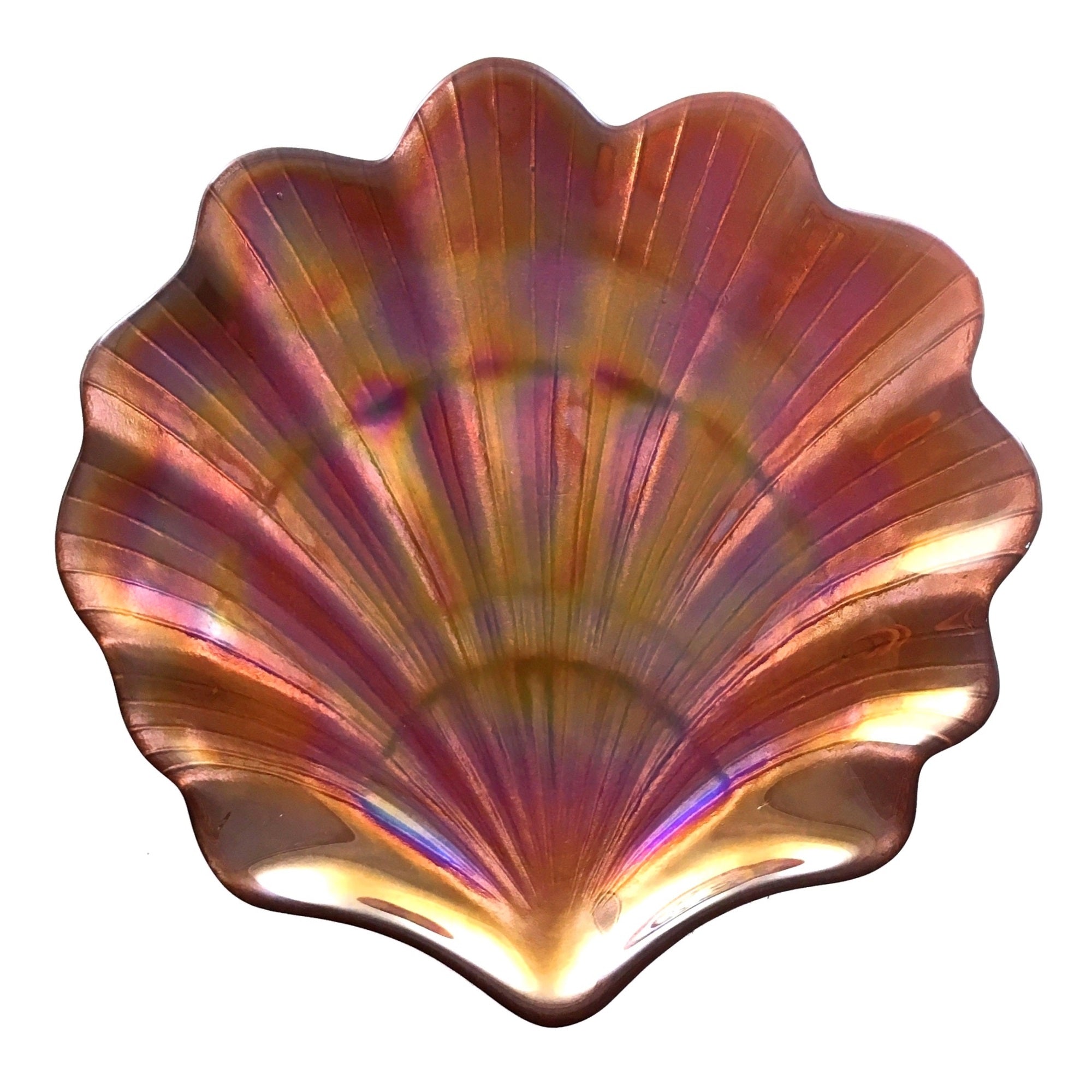 SCALLOP SHELL 8" COPPER LUSTER PLATES - Set of 4