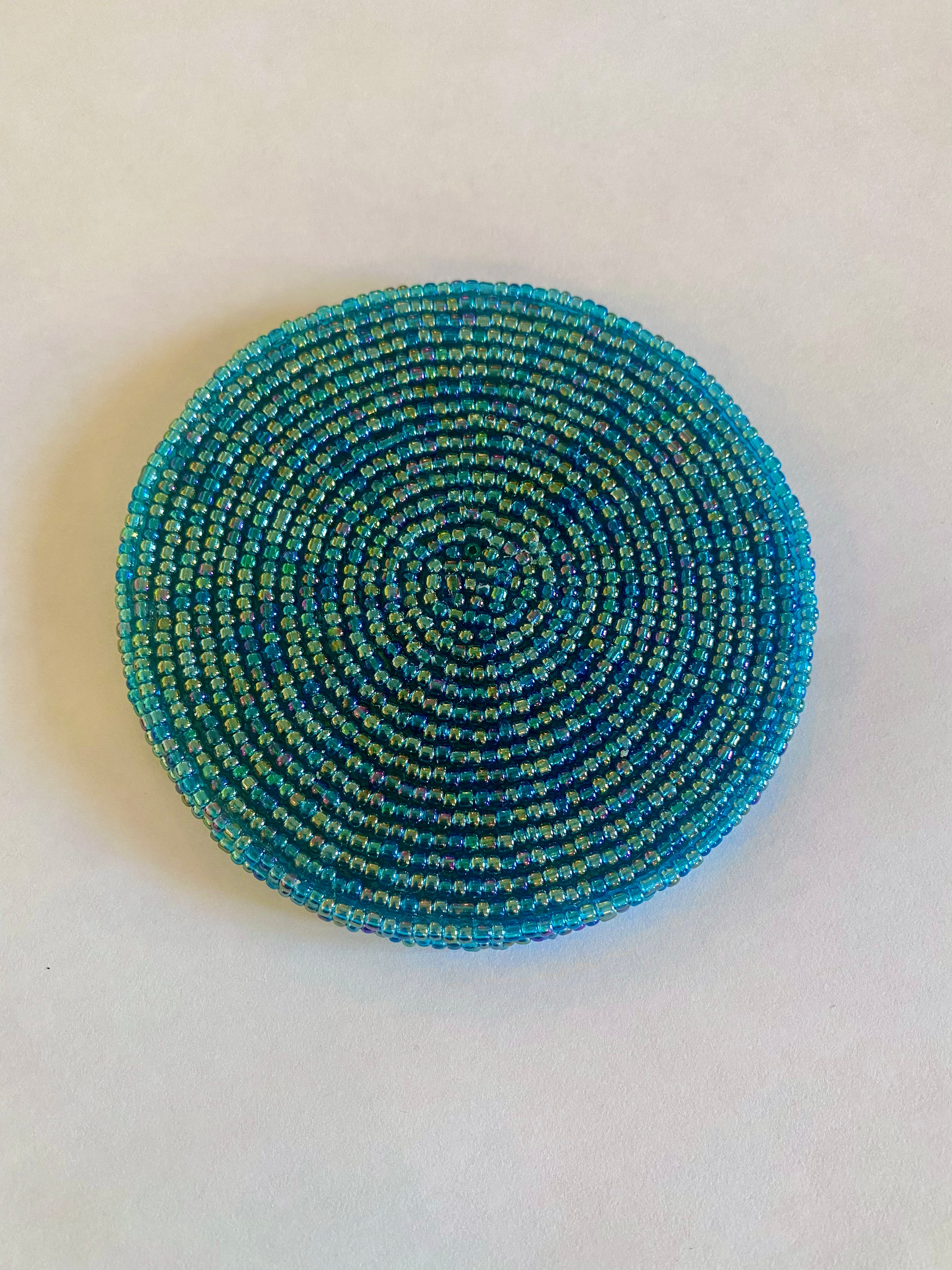 Iridescent Beaded Coasters - Aquamarine