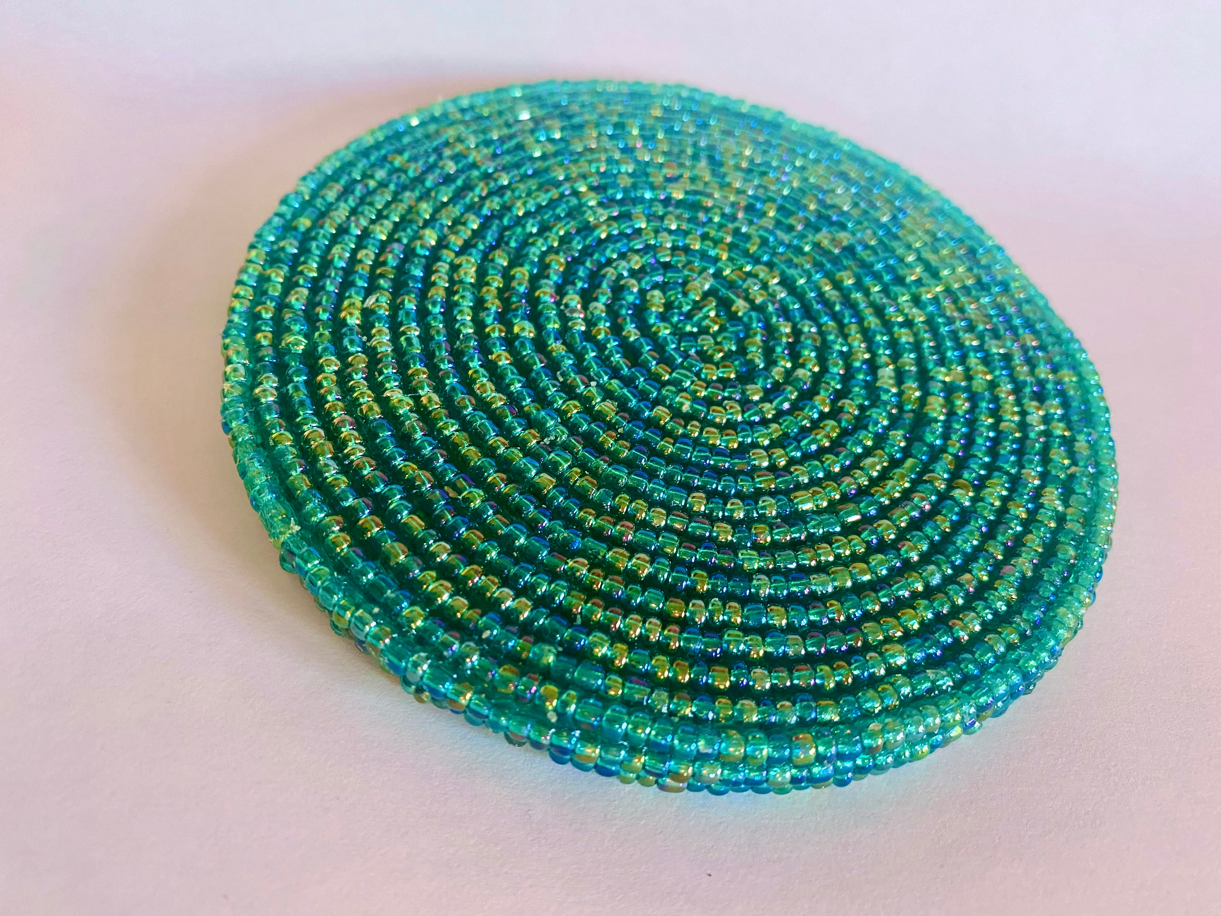 Iridescent Beaded Coasters - Emerald
