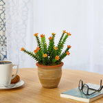 Load image into Gallery viewer, Artificial Arrangement - 10” Flowering Sedum Succulent in Ceramic Planter by Nearly Natural
