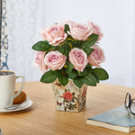 Load image into Gallery viewer, Artificial Arrangement - 11” Rose in Floral Vase by Nearly Natural
