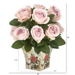 Load image into Gallery viewer, Artificial Arrangement - 11” Rose in Floral Vase by Nearly Natural
