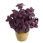 Load image into Gallery viewer, Artificial Arrangement - 12” Basil Plant in Ceramic Planter by Nearly Natural
