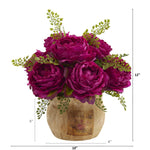 Load image into Gallery viewer, Artificial Arrangement - 12” Peony in Decorative Planter by Nearly Natural
