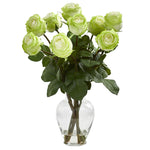 Load image into Gallery viewer, Artificial Arrangement - 19” Rose in Glass Vase by Nearly Natural
