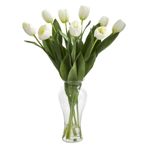 Artificial Arrangement - 24” Tulips w/ Vase by Nearly Natural