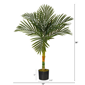 Artificial Tree - 3’ Single Stalk Golden Cane Palm Tree by Nearly Natural