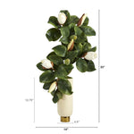 Load image into Gallery viewer, Artificial Arrangement - 33” Magnolia in Cream Planter w/ Gold Base by Nearly Natural
