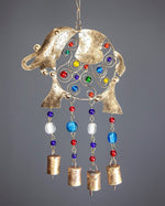 Load image into Gallery viewer, Beaded Elephant Colored Glass Brass Bells
