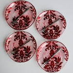 Load image into Gallery viewer, DAMASK 6.5&quot; RED/VELVET CANAPE PLATES - Set of 4
