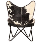 Load image into Gallery viewer, Butterfly Chair Black and White Genuine Goat Leather
