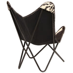 Load image into Gallery viewer, Butterfly Chair Black and White Genuine Goat Leather
