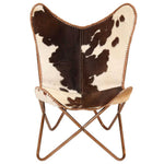 Load image into Gallery viewer, Butterfly Chair Brown and White Genuine Goat Leather
