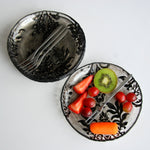 Load image into Gallery viewer, DAMASK 6.5&quot; BLACK VELVET CANAPE PLATES - Set of 4
