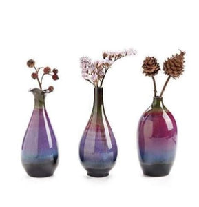 Glazed Fuchsia Tabletop Vase - Set of 3