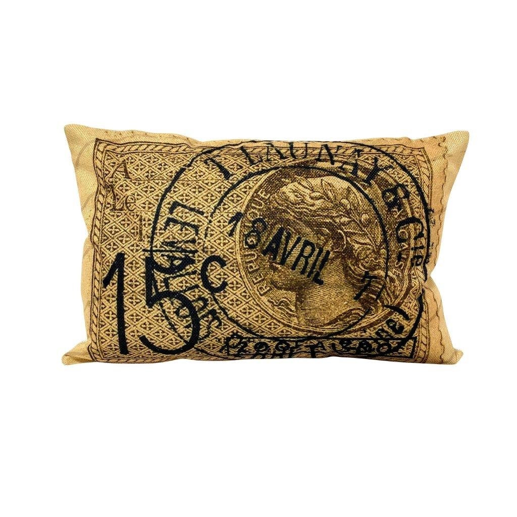Vintage Roman Postage Stamp Pillow Cover | by UniikPillows