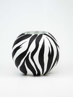 Load image into Gallery viewer, 6” Hand-Painted Glass Round Vase - Zebra
