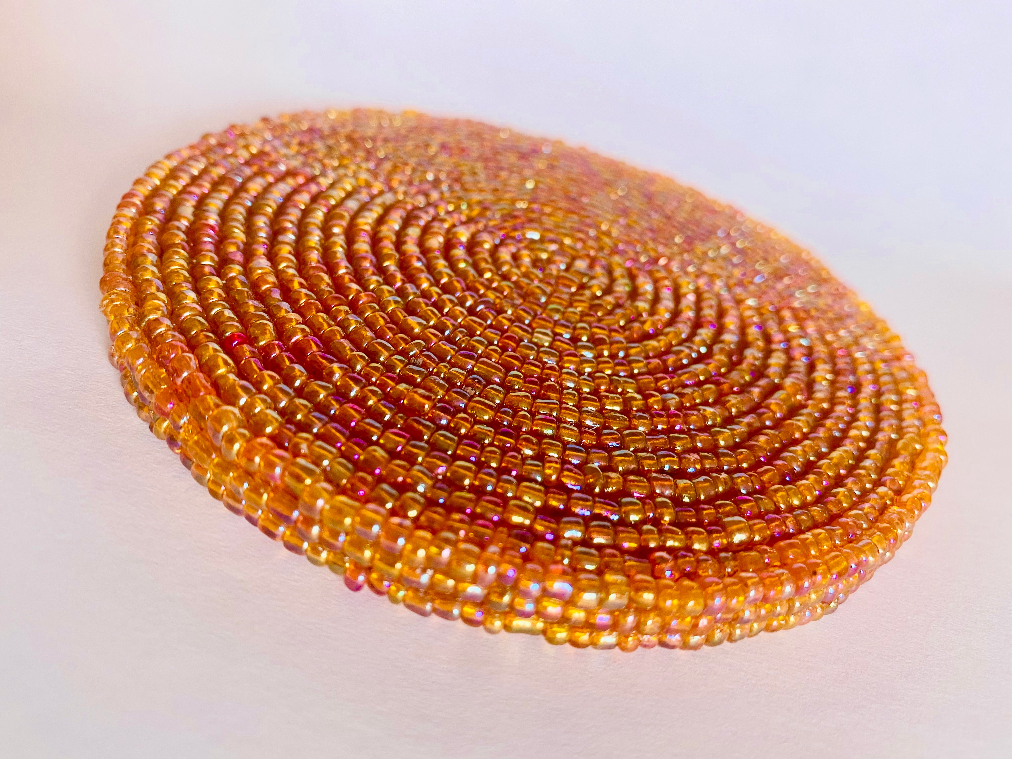 Iridescent Beaded Coasters - Marigold